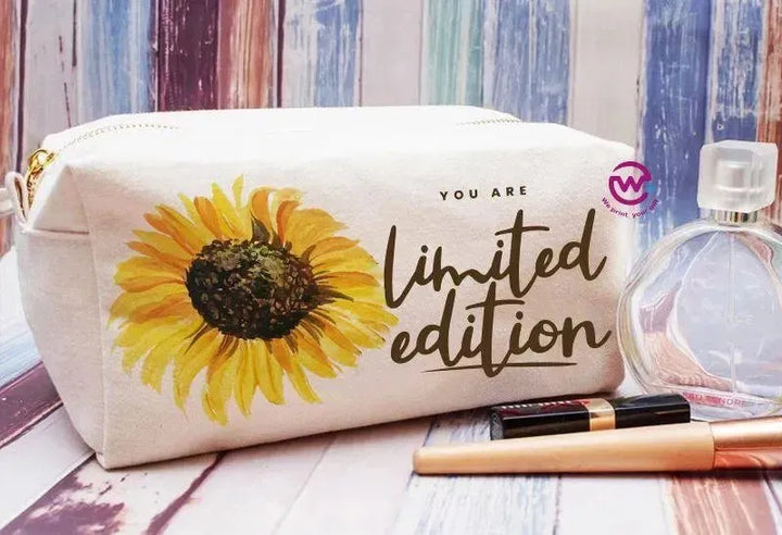 Fabric Boxy Pouch Makeup - Sunflower A - WE PRINT