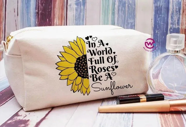 Fabric Boxy Pouch Makeup - Sunflower A - WE PRINT