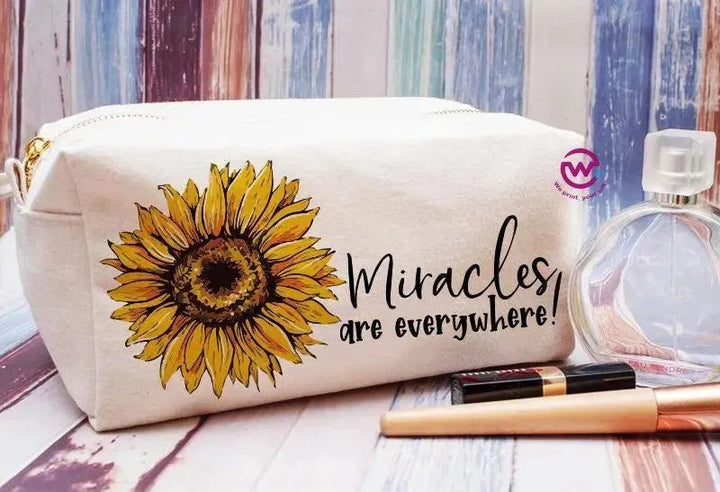 Fabric Boxy Pouch Makeup - Sunflower A - WE PRINT