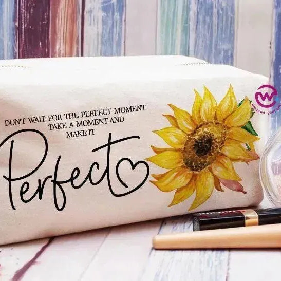 Fabric Boxy Pouch Makeup - Sunflower A - WE PRINT