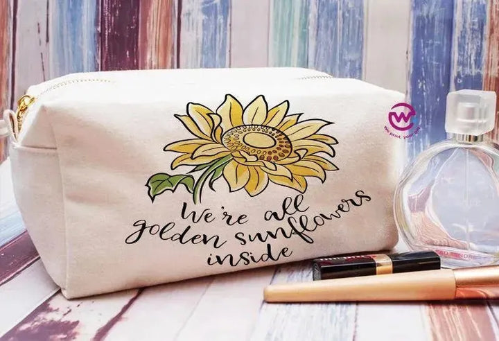 Fabric Boxy Pouch Makeup - Sunflower A - WE PRINT