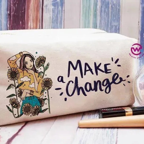 Fabric Boxy Pouch Makeup - Sunflower A - WE PRINT