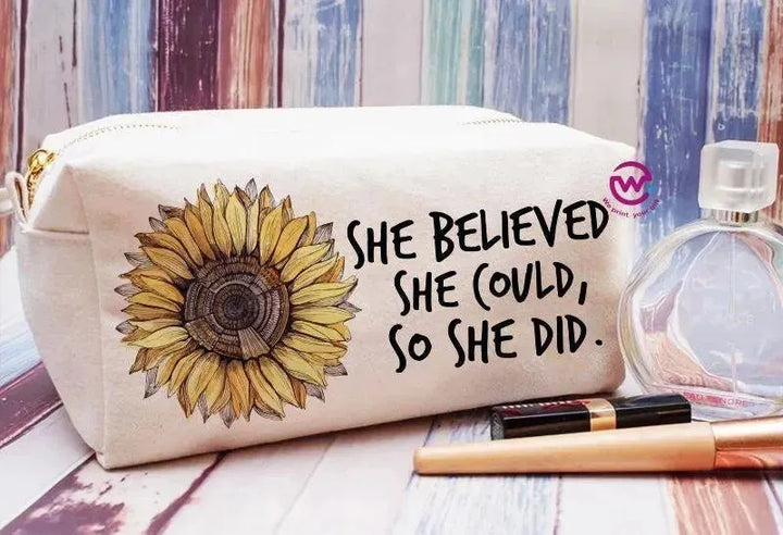 Fabric Boxy Pouch Makeup - Sunflower A - WE PRINT