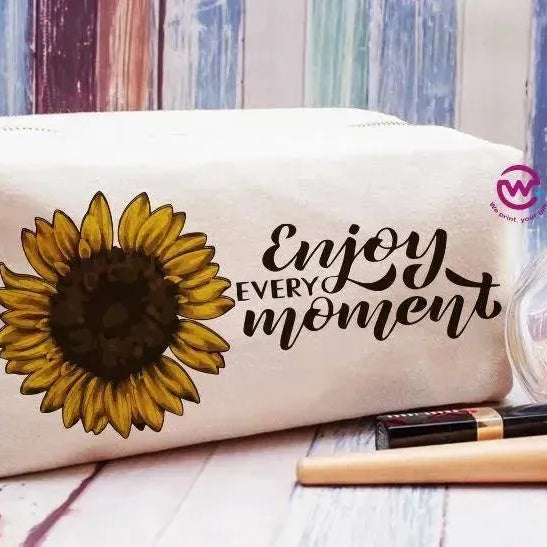 Fabric Boxy Pouch Makeup - Sunflower A - WE PRINT