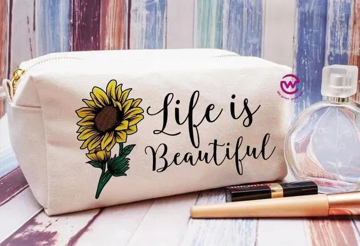 Fabric Boxy Pouch Makeup - Sunflower A - WE PRINT