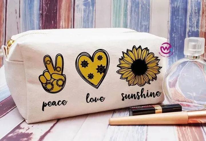 Fabric Boxy Pouch Makeup - Sunflower A - WE PRINT