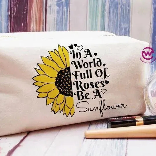 Fabric Boxy Pouch Makeup - Sunflower A - WE PRINT