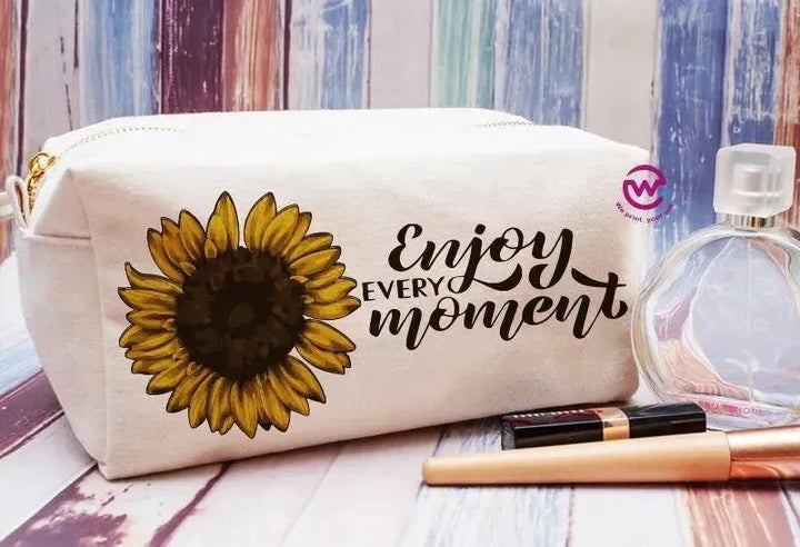 Fabric Boxy Pouch Makeup - Sunflower A - WE PRINT