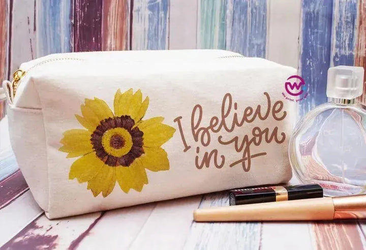 Fabric Boxy Pouch Makeup - Sunflower A - WE PRINT