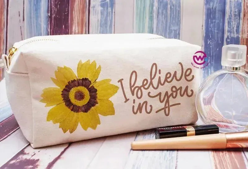 Fabric Boxy Pouch Makeup - Sunflower A - WE PRINT