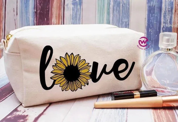 Fabric Boxy Pouch Makeup - Sunflower A - WE PRINT