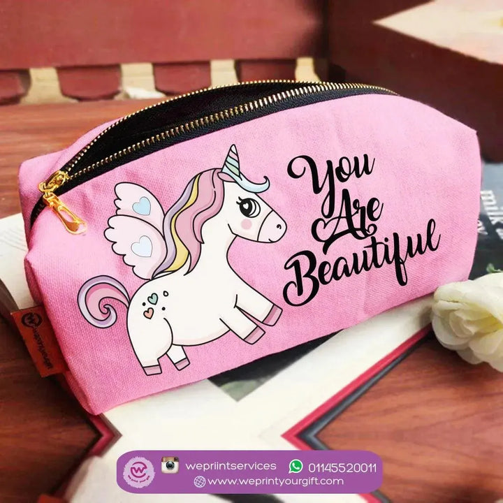 Fabric Boxy Pouch Makeup - Unicorn - WE PRINT