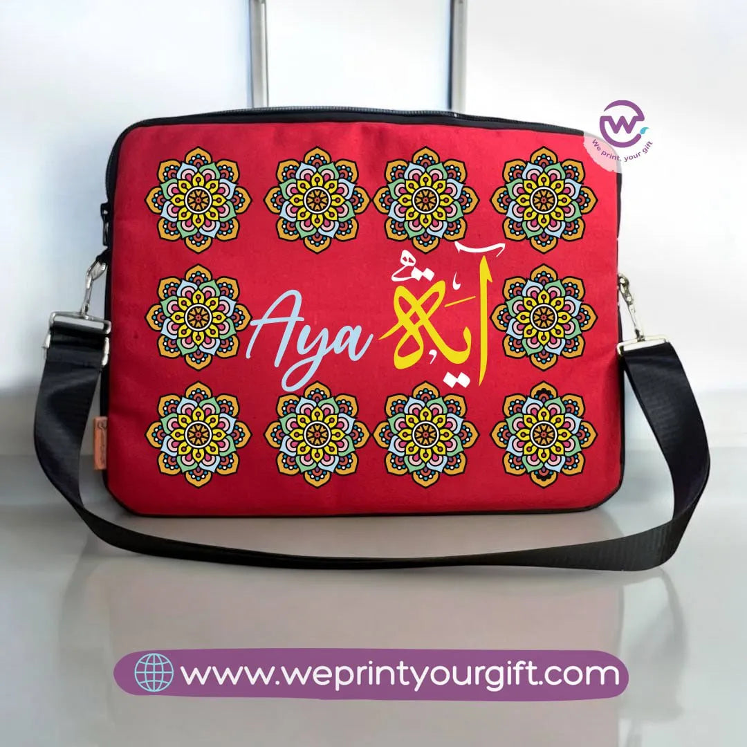 Fabric Laptop Sleeve- names mandala - WE PRINT
