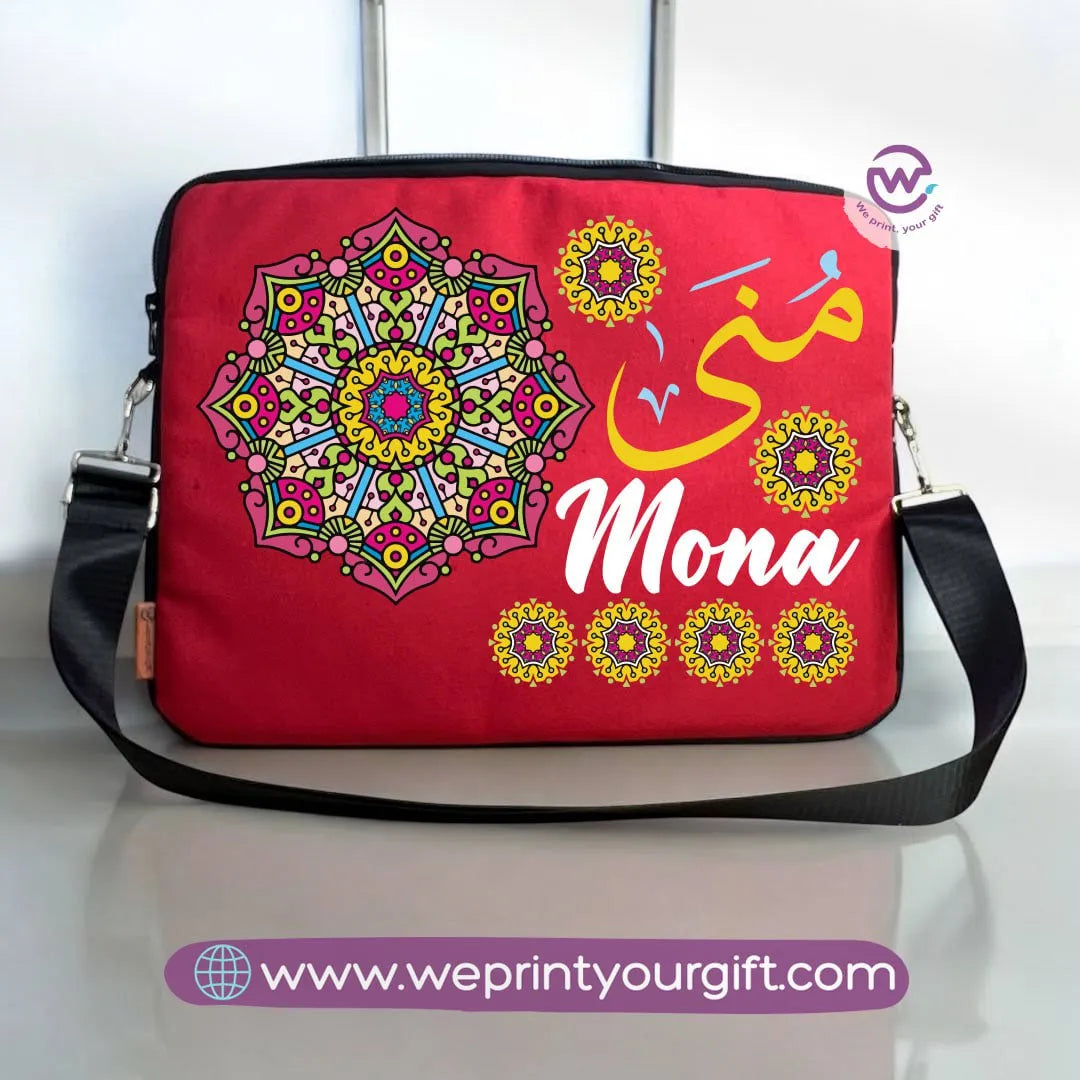 Fabric Laptop Sleeve- names mandala - WE PRINT