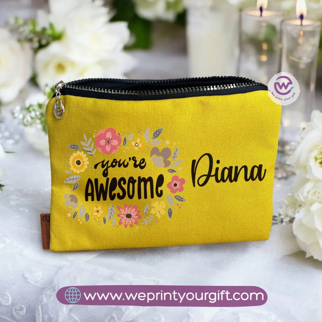 Fabric Makeup Bag-Motivation- Names - WE PRINT