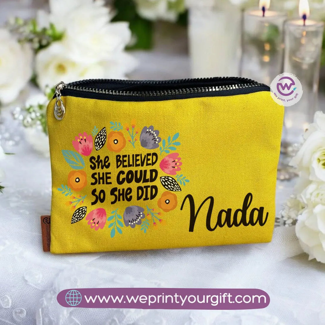 Fabric Makeup Bag-Motivation- Names - WE PRINT