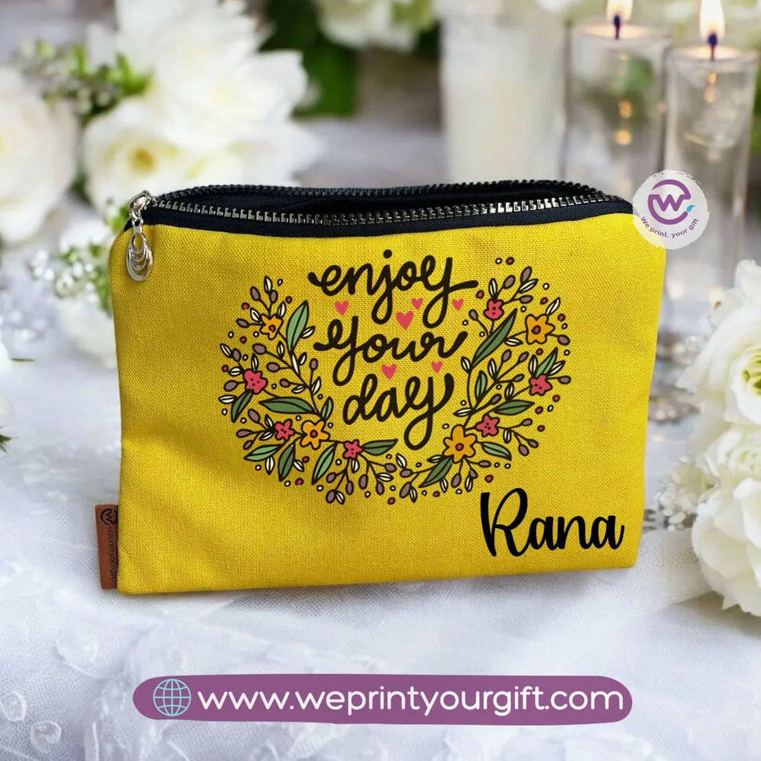 Fabric Makeup Bag-Motivation- Names - WE PRINT