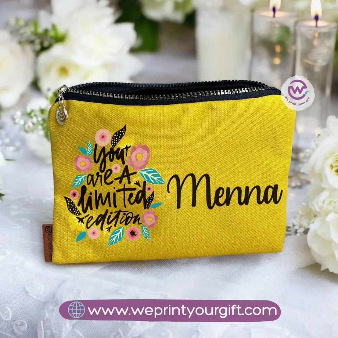 Fabric Makeup Bag-Motivation- Names - WE PRINT