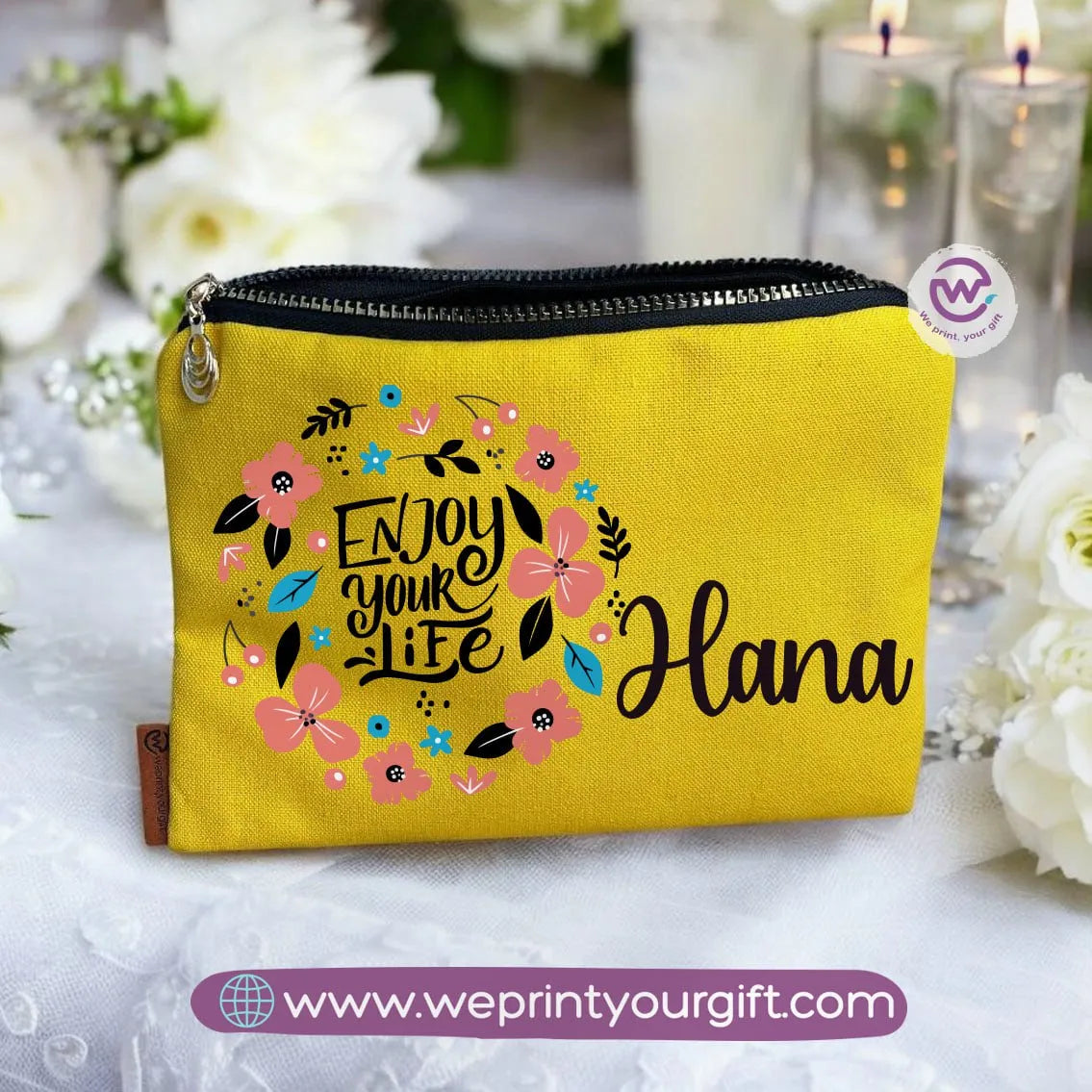 Fabric Makeup Bag-Motivation- Names - WE PRINT