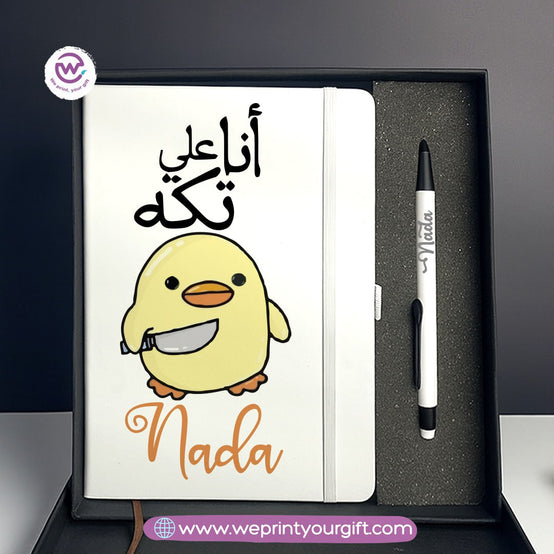 Funny Comic-Themed Personalized Gift Box – Custom Notebook & Engraved Pen