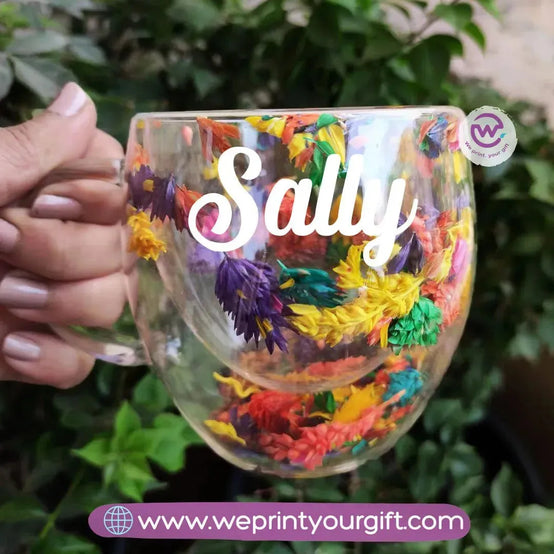 Floral Double Wall Mug-Names - WE PRINT