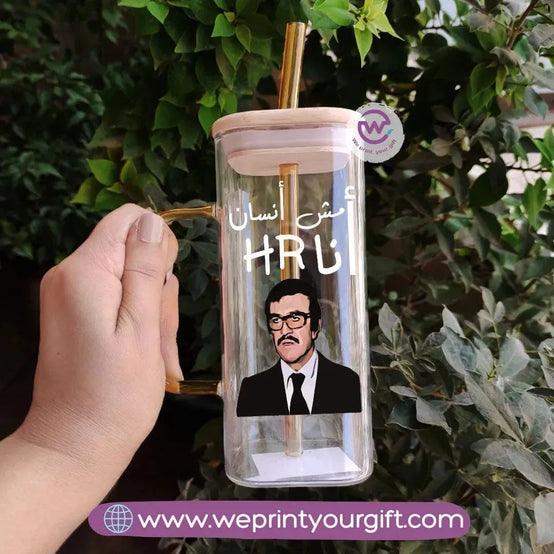Glass Mug with Straw- Comic - WE PRINT