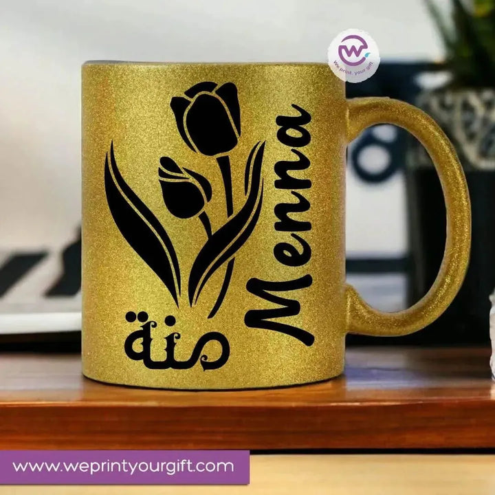 Glitter Mug Arabic Names A - WE PRINT