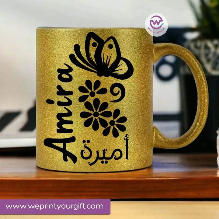 Glitter Mug Arabic Names A - WE PRINT