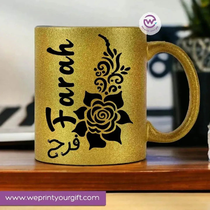 Glitter Mug Arabic Names A - WE PRINT