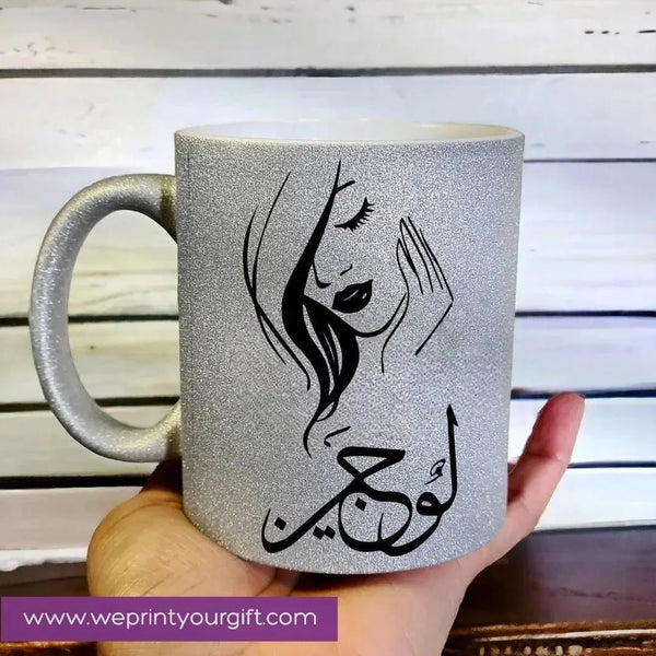 Glitter Mug Arabic Names - WE PRINT