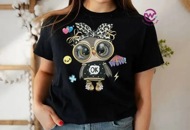 Half sleeve T-shirt- Owl-A - WE PRINT