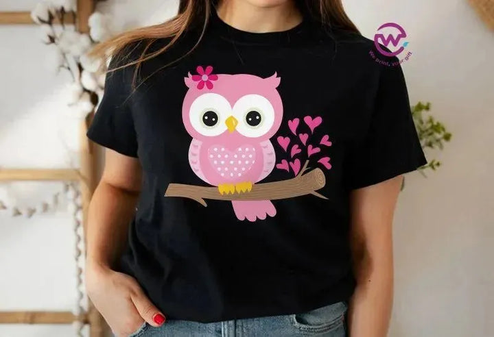 Half sleeve T-shirt- Owl-A - WE PRINT