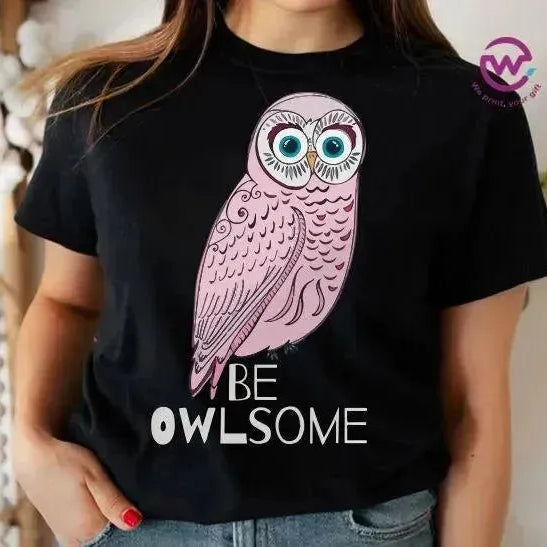 Half sleeve T-shirt- Owl-B - WE PRINT