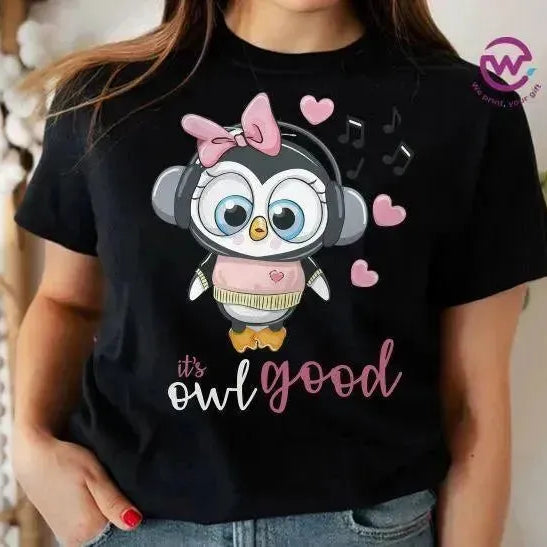 Half sleeve T-shirt- Owl-B - WE PRINT