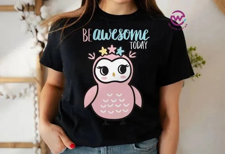 Half sleeve T-shirt- Owl-B - WE PRINT