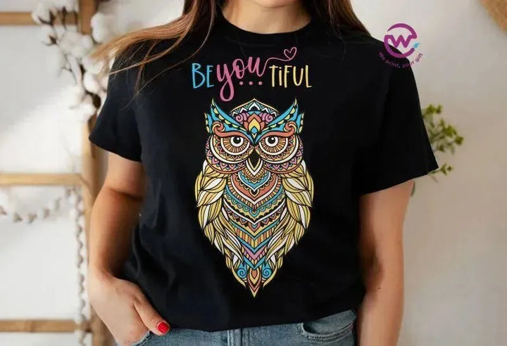 Half sleeve T-shirt- Owl-B - WE PRINT