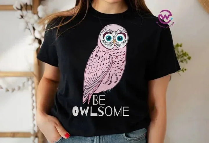 Half sleeve T-shirt- Owl-B - WE PRINT