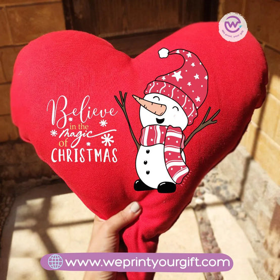 Heart Fabric Cushion-Snowman - WE PRINT