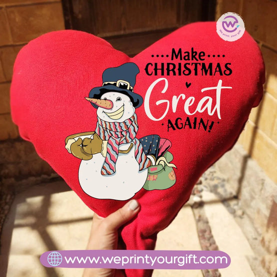 Heart Fabric Cushion-Snowman - WE PRINT