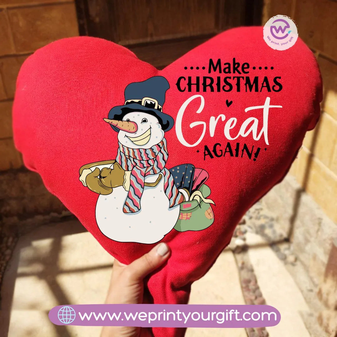 Heart Fabric Cushion-Snowman - WE PRINT