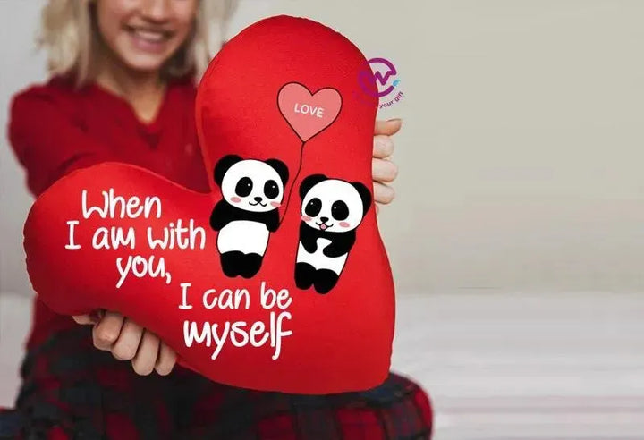 Heart Fabric Cushion - Valentine's Day - PANDA - WE PRINT