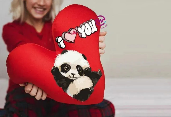 Heart Fabric Cushion - Valentine's Day - PANDA - WE PRINT