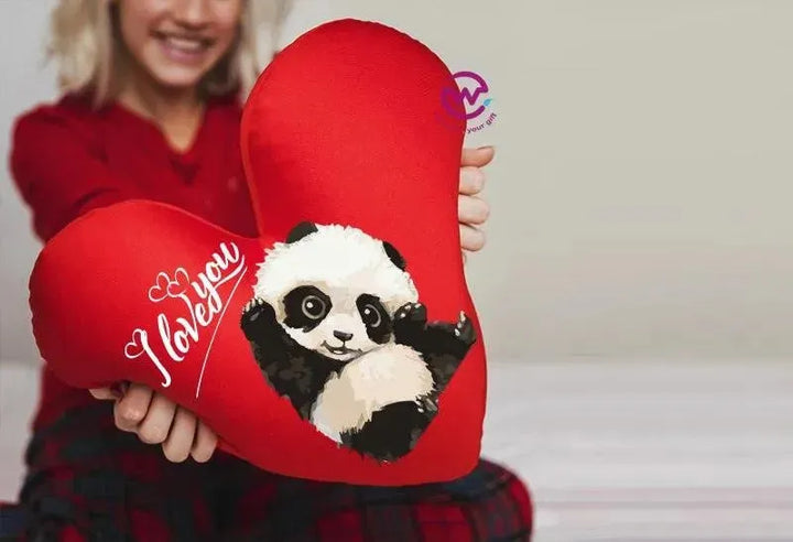 Heart Fabric Cushion - Valentine's Day - PANDA - WE PRINT