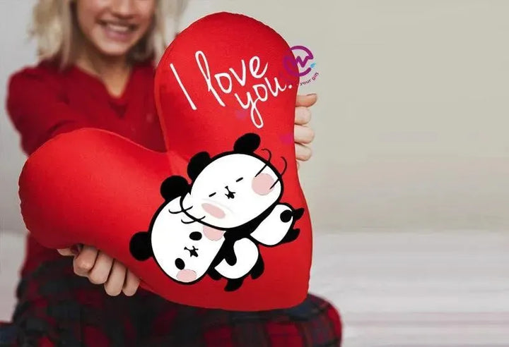 Heart Fabric Cushion - Valentine's Day - PANDA - WE PRINT