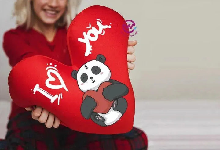 Heart Fabric Cushion - Valentine's Day - PANDA - WE PRINT