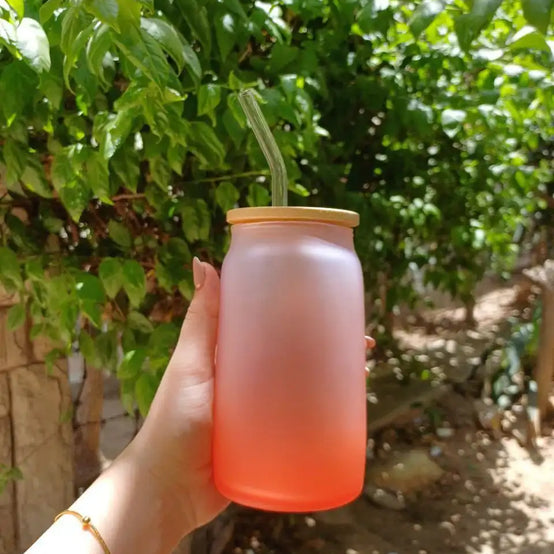 Frosted mug with straw- Customization Option