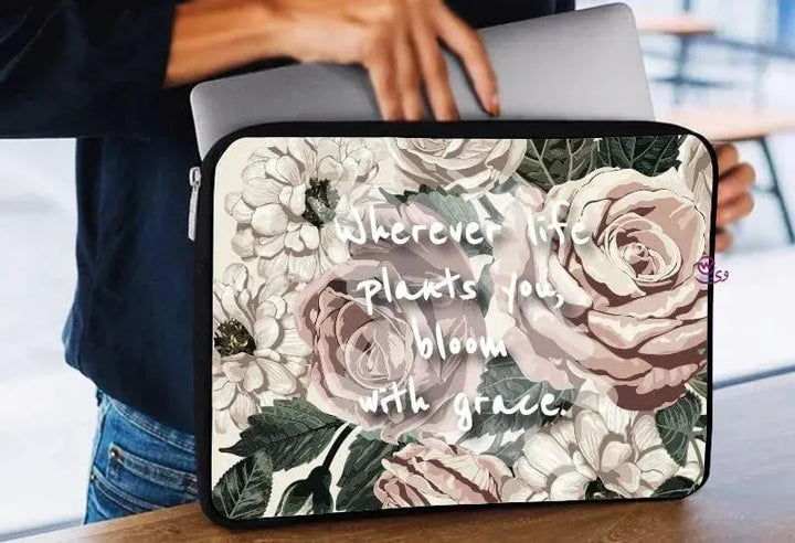 Laptop Sleeve-Canvas- Motivation -Floral - WE PRINT