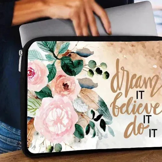 Laptop Sleeve-Canvas- Motivation -Floral - WE PRINT