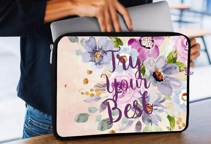 Laptop Sleeve-Canvas- Motivation -Floral - WE PRINT