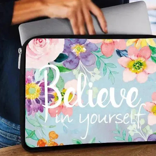 Laptop Sleeve-Canvas- Motivation -Floral - WE PRINT